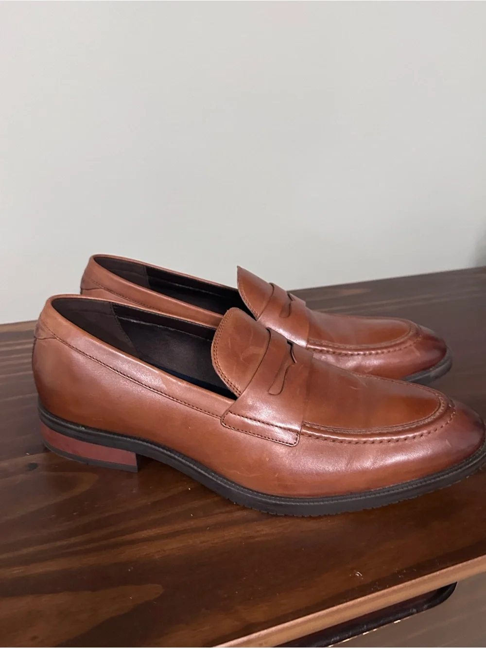 Cole Haan Men's Cognac Leather Penny Loafers